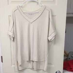 Eileen Fisher Soft Cream V-Neck Rolled Sleeve Tunic